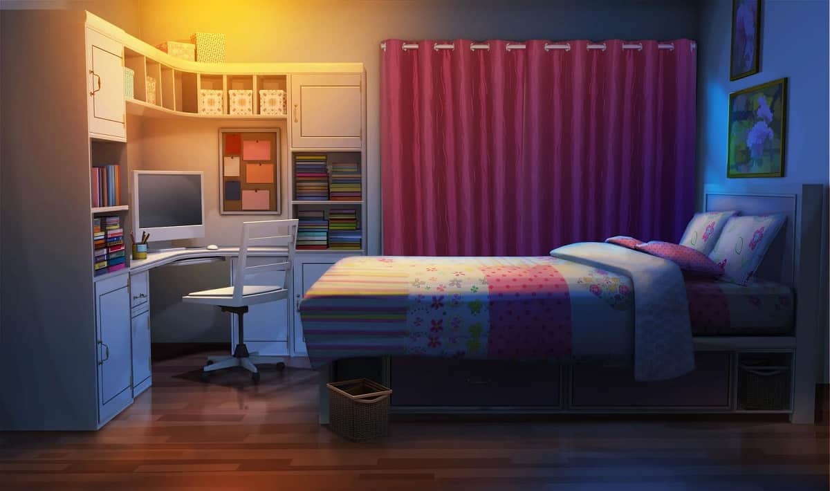 Japanese Traditional Interior - Rainy and turn on the light, 2D Anime  background, Illustration Stock Illustration | Adobe Stock